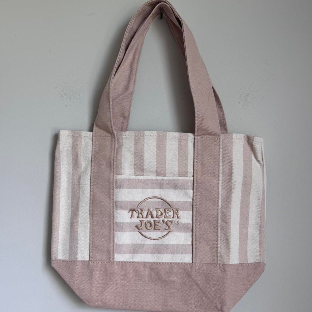 VIRAL STRIPED MINI TOTE BAG (NWT) Trader Joe's Striped Mini Canvas Tote Bag